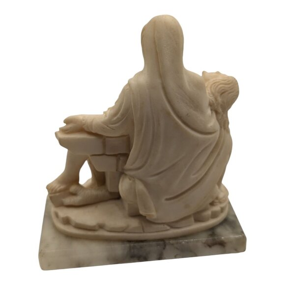 Vintage Pieta Mary & Jesus Resin Figurine With Marble Base Religious Sculpture - Picture 8 of 14